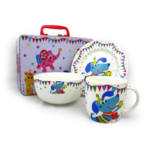7307 А Детский набор Щенок New Bone China железный кейс