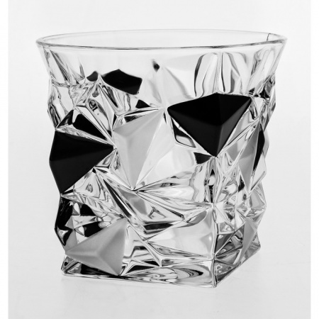 Стакан для виски "GLACIER", декор "Матовый, черный"; 350 мл (набор 6 шт.); хрусталь