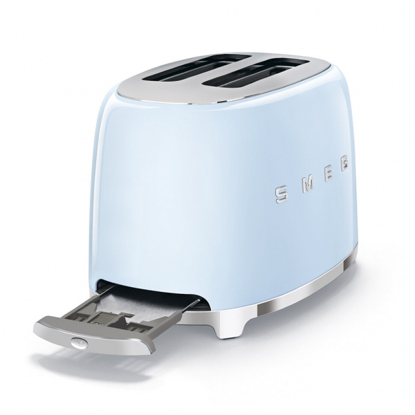 Smeg TSF01PBEU тостер на 2 ломтика, 950 ВТ, 19.8х19.5 см, голубой